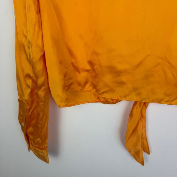 NWT Aritzia Womens Long Sleeve Button-Up Tie-Front Tuscan Sun Orange Top Small - Picture 8 of 14